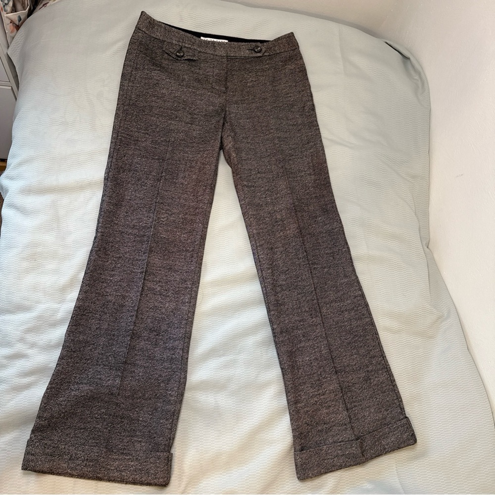 TRINA TURK  Los Angeles Women's Gray Wool lTweed Wide Leg Pants Sz 10 Inseam 33"